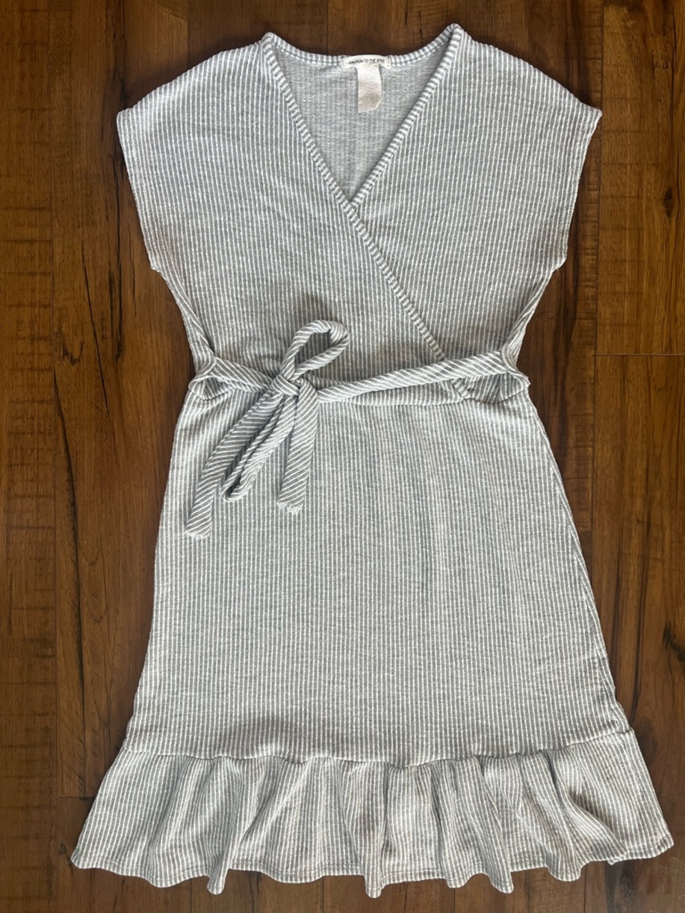 Caution In The Wind Ribbed Dress with Tie Waist